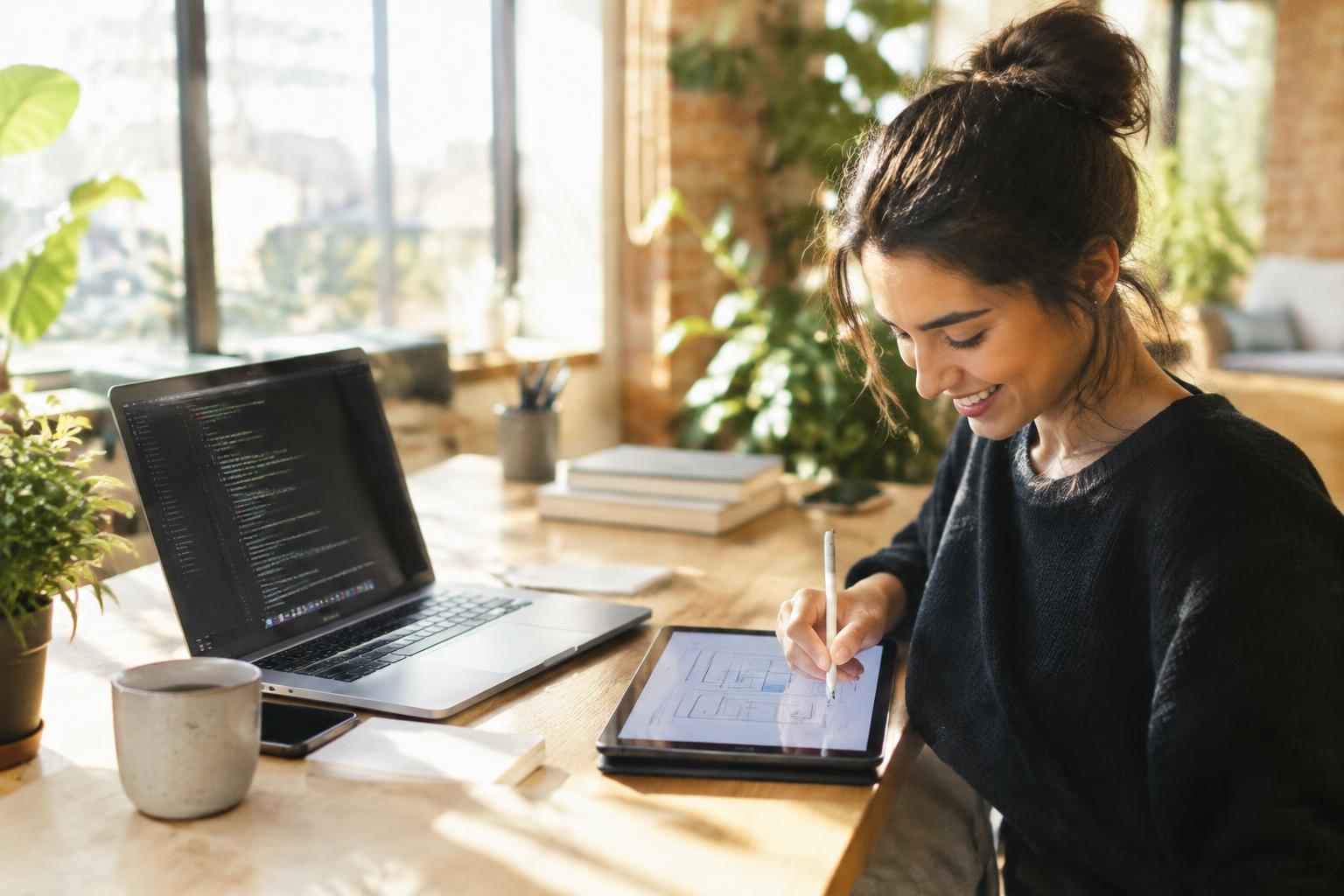 A designer sketching an app screen